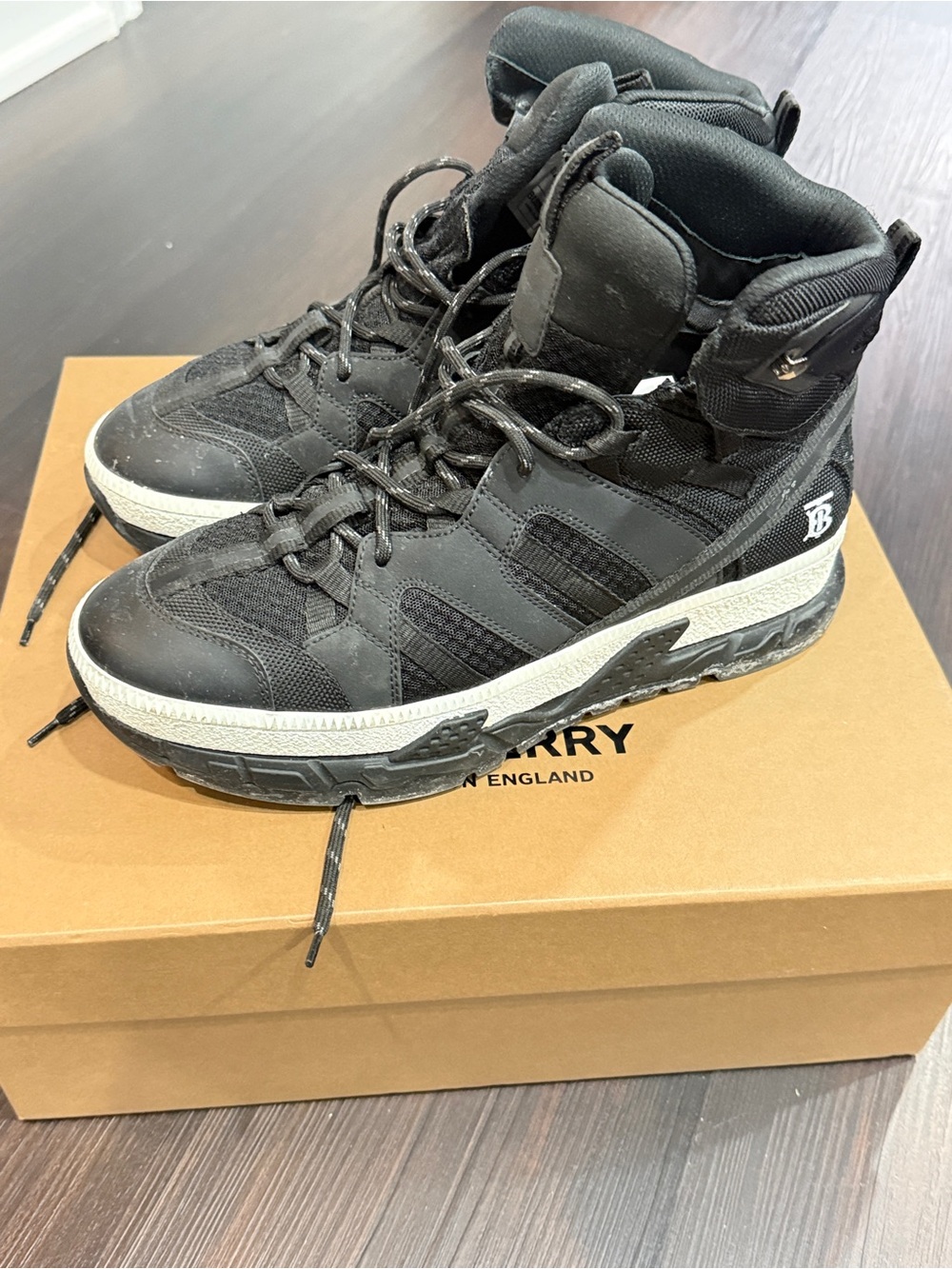 Burberry Black High-Top Leather & Mesh Boots